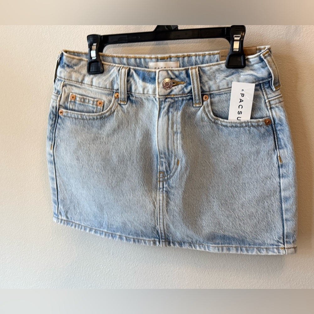 Pacsun Bella Stretch Mid Rise Denim Mini Skirt size 24 - Picture 7 of 12